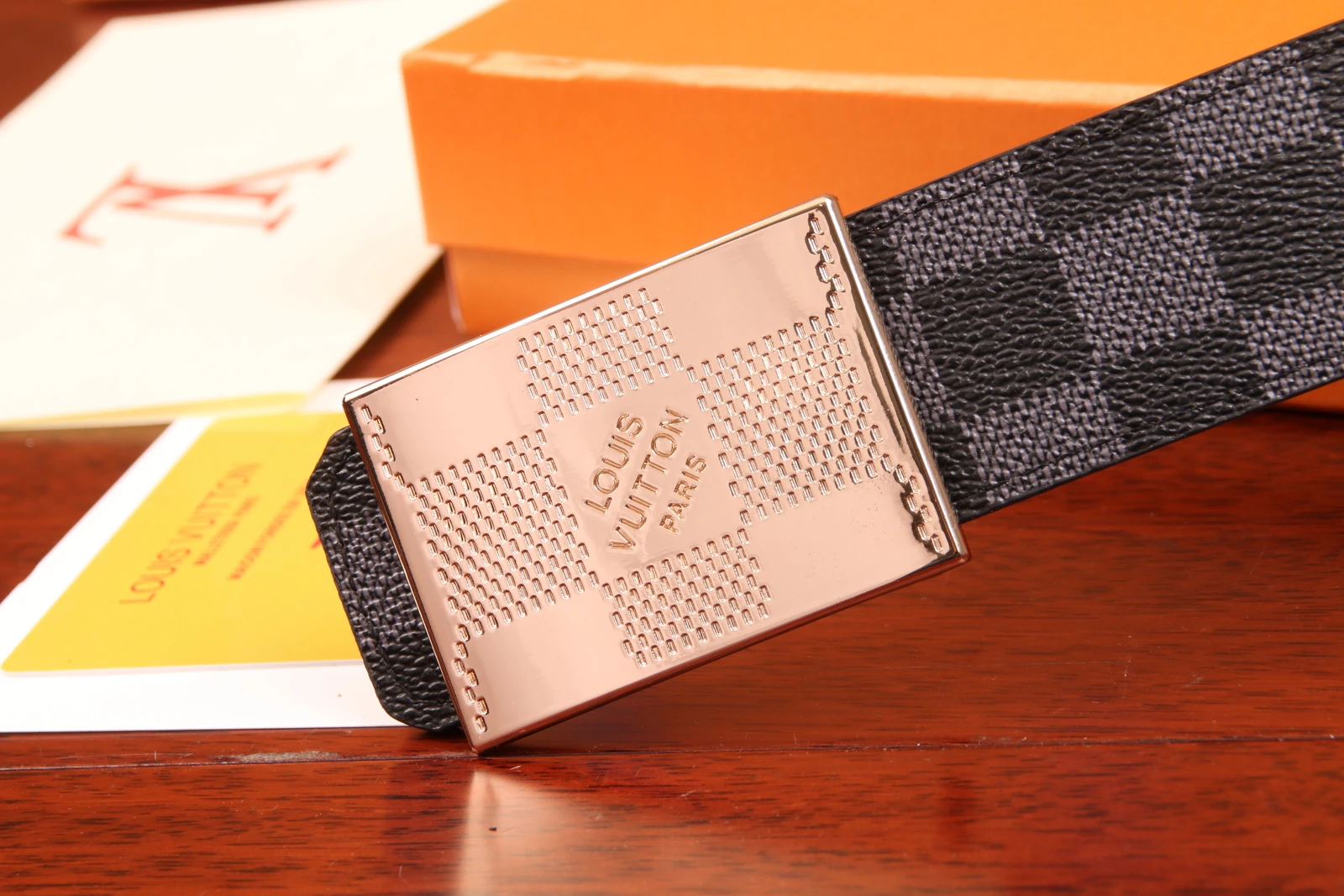 Louis Vuitton checker-plaque belt · CKS