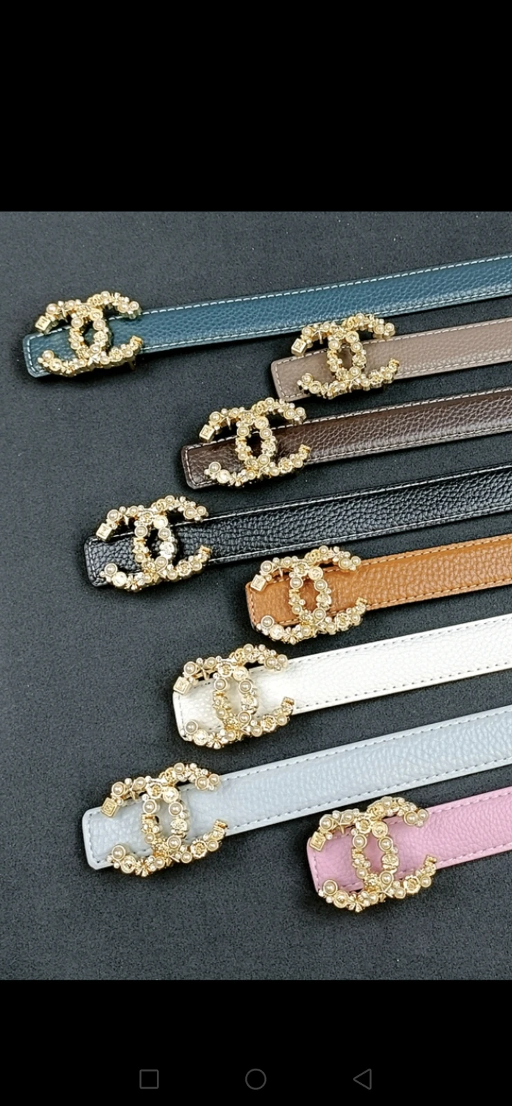 Cinturón Chanel con hebilla CC de cuentas · QW6