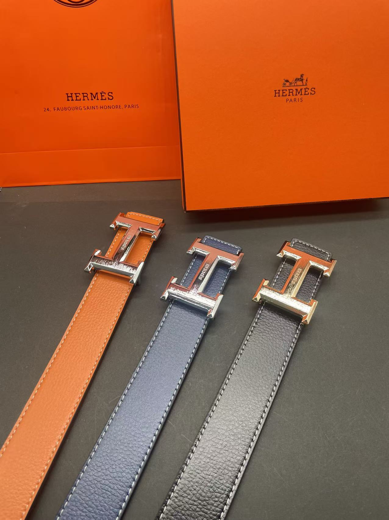 Cinturón Hermès con hebilla H de barras · QW6