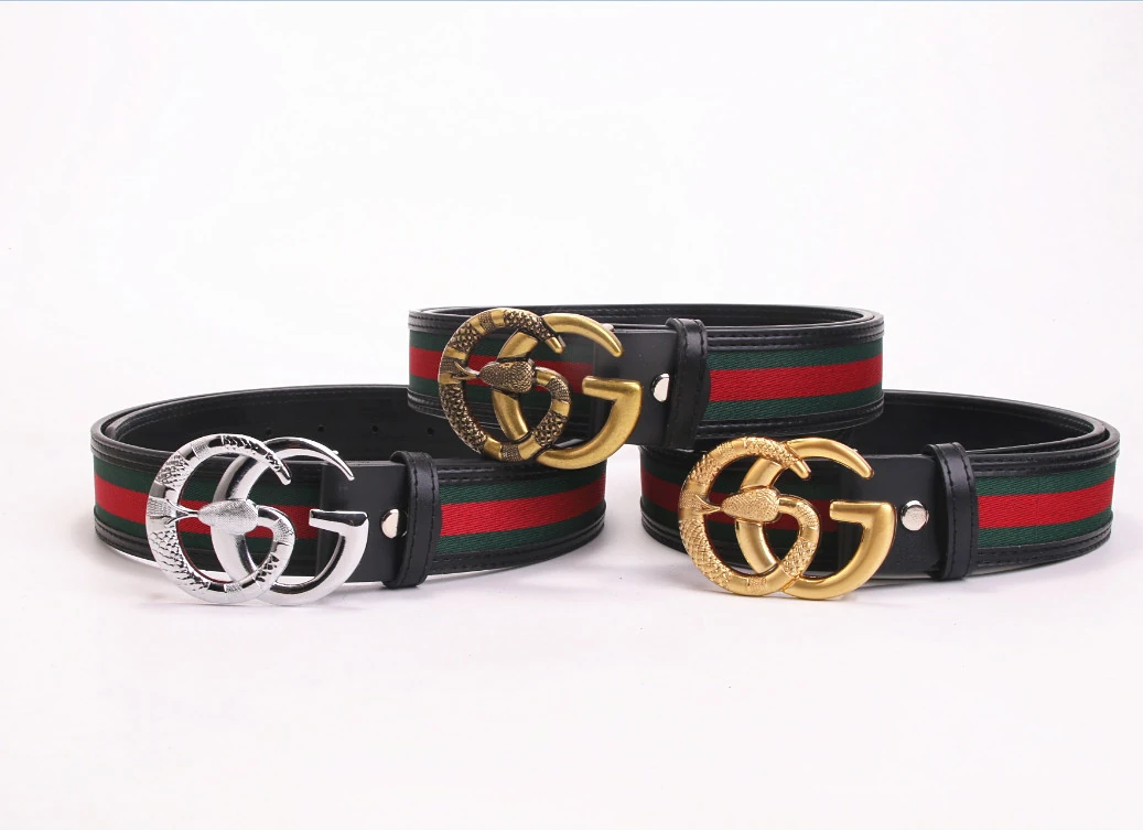 Cinturón Gucci de cinta ribeteada con hebilla GG y serpiente · CKS