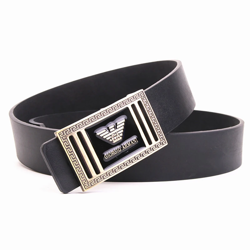 Cinturón Armani con placa ranurada de greca · CKS