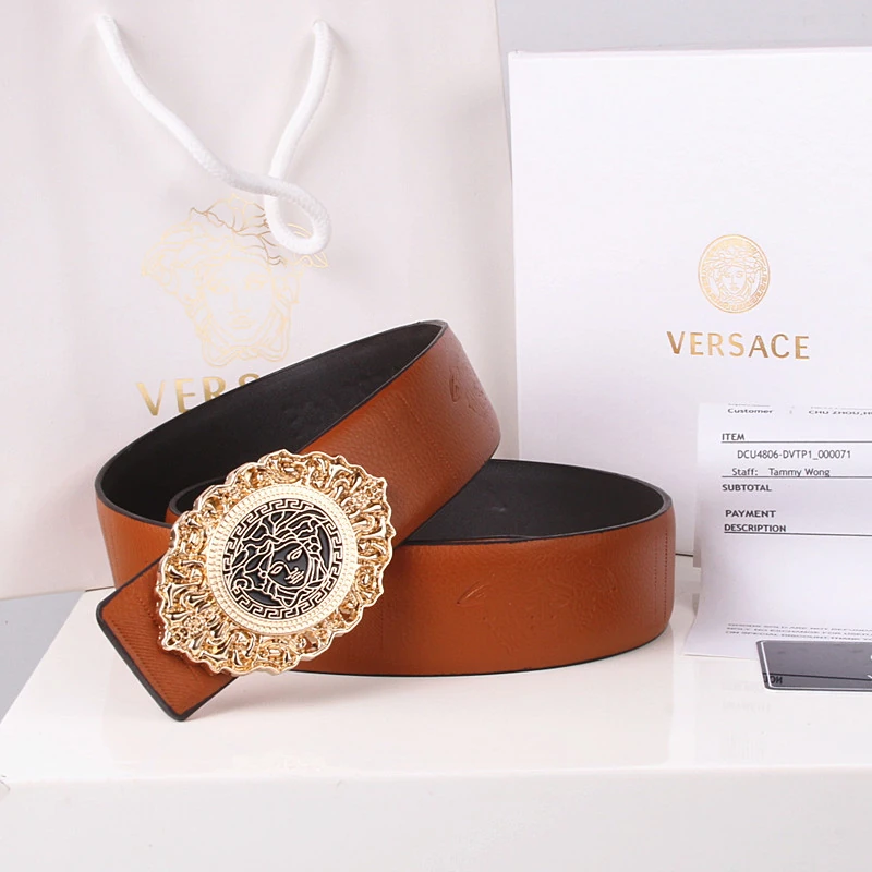 Versace scroll-rim black Medusa belt · CKS