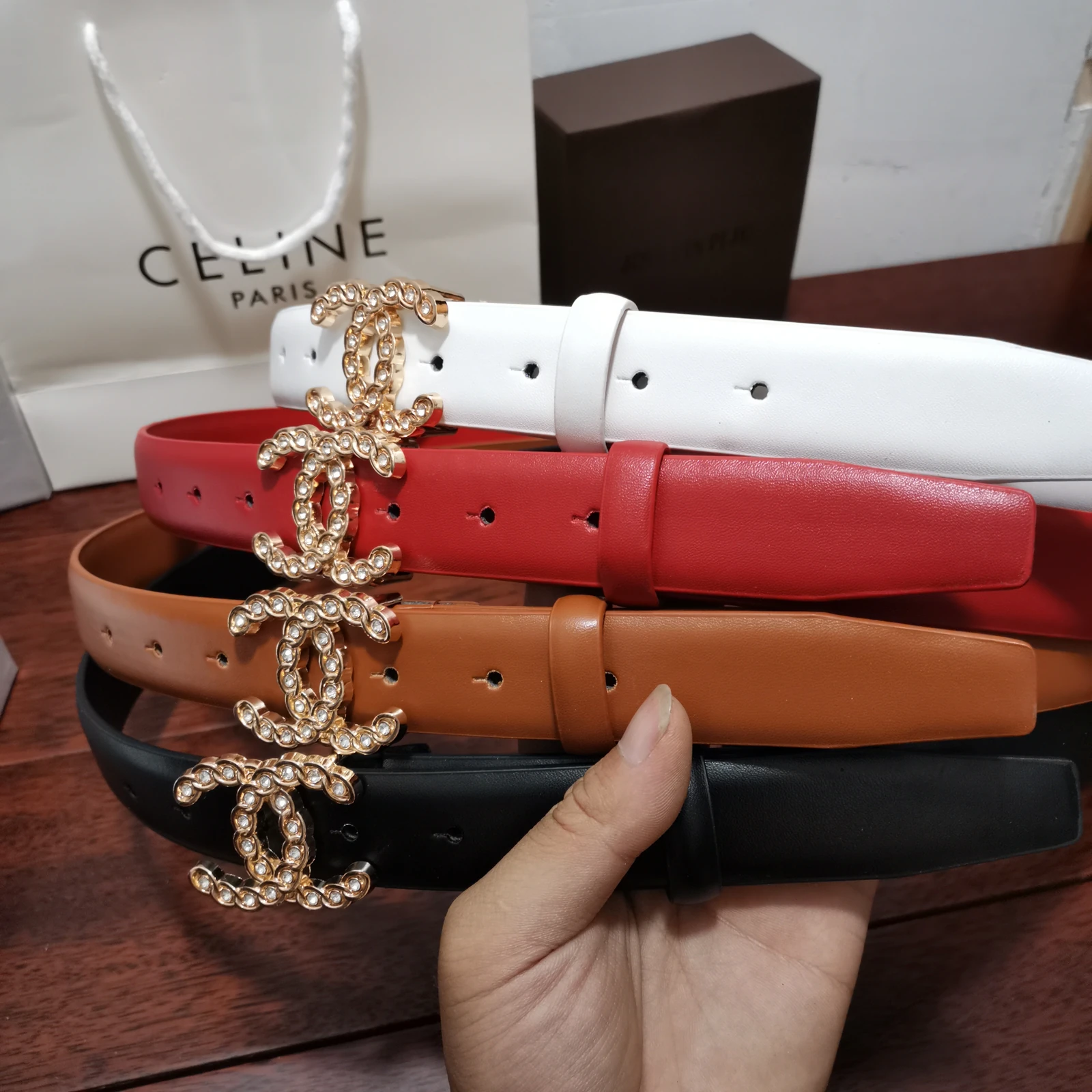 Chanel oval-stone CC belt · CKS