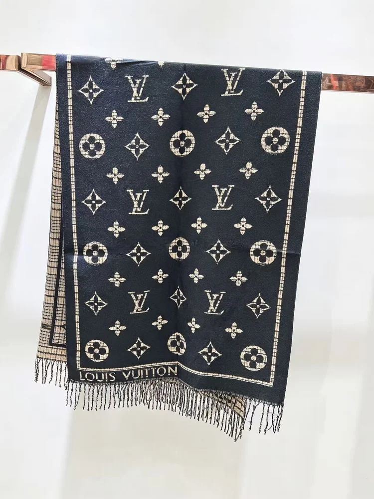 Louis Vuitton bufanda con monograma pequeño y flecos · QW8