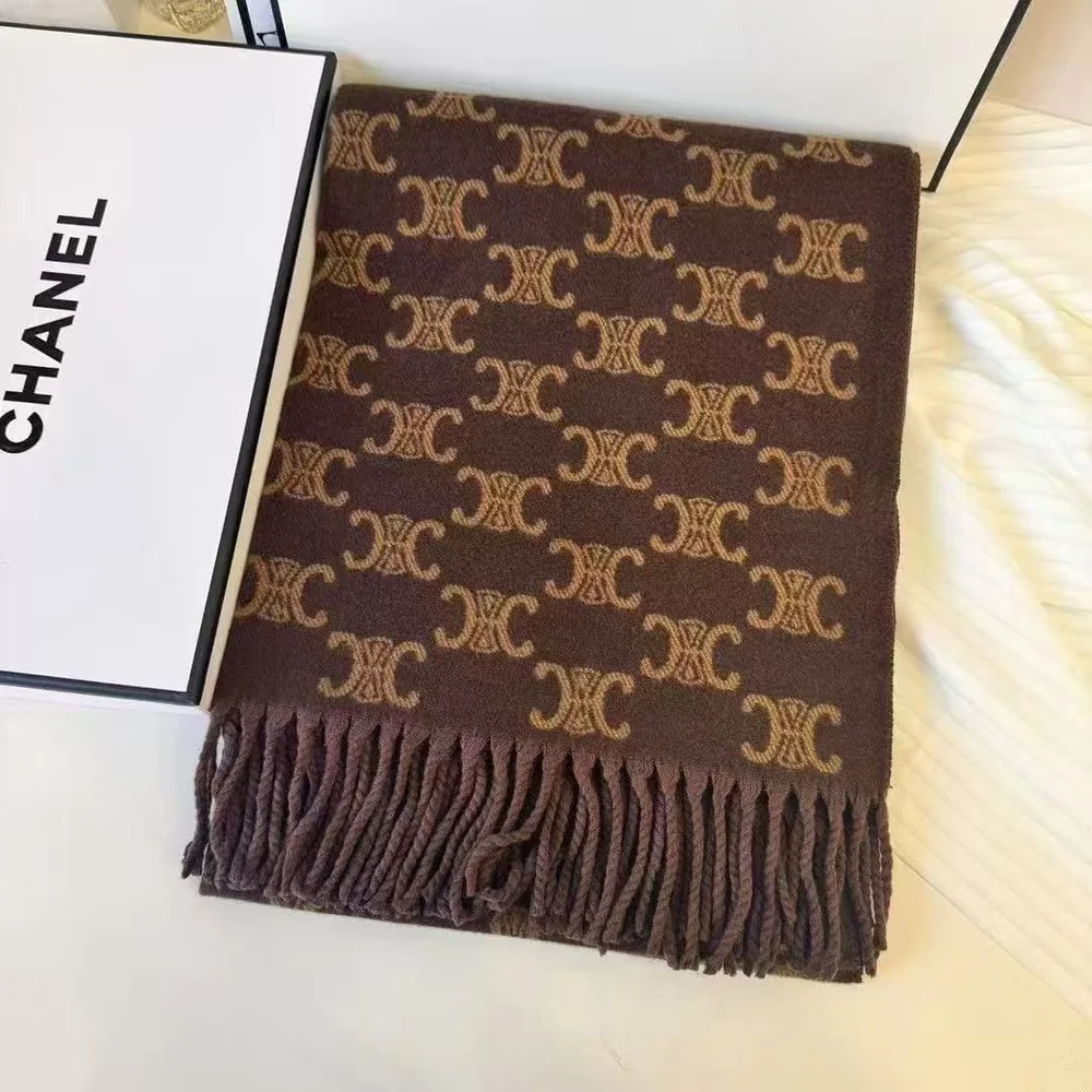 Chanel CC patterned fringed scarf · 19 · QW8